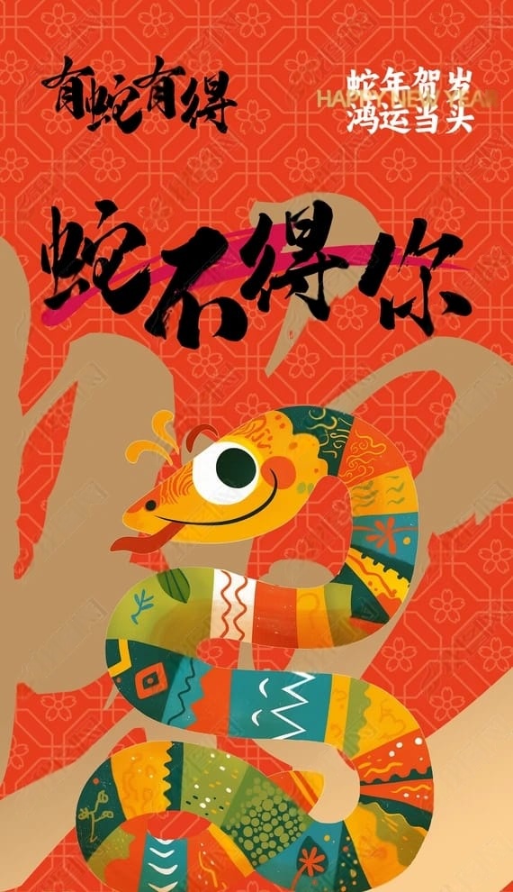 2025蛇年年画有蛇有得蛇不得你蛇年贺岁鸿运当头